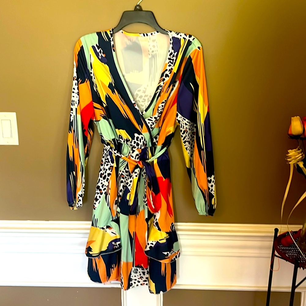 SHEIN curve pattern wrap dress 1X
